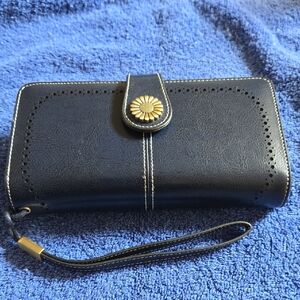 Sendefn Elegant RFID Navy Blue Women's Wallet/Wristlet/ Clutch       (BIN 005)